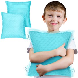 Subao 12" Vibrating Sensory Toddler Pillow with Two Textures,Sensory Toys for Kids with Autism,Autism Sensory Products,ADHD Autism Sensory Toys,Birthday Xmas Gifts for Boys Girls 4 5 6 7 8 9 10 Blue