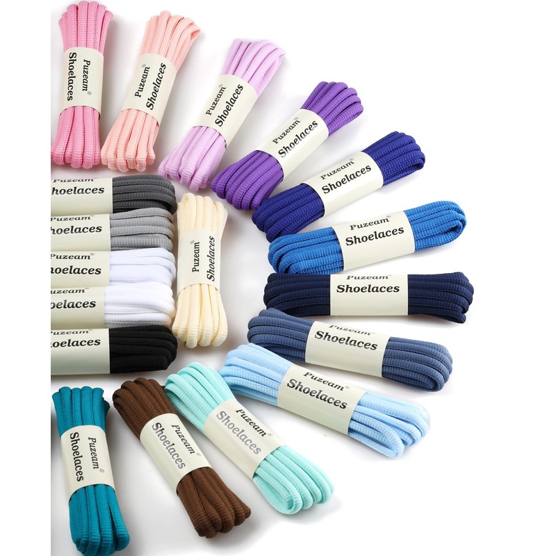 Puzeam 2 Pairs Oval Athletic Shoelaces 30 Colors 1/4" Half