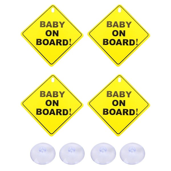 4 Pieces Baby In Car Signs, Car Warning Signs With
