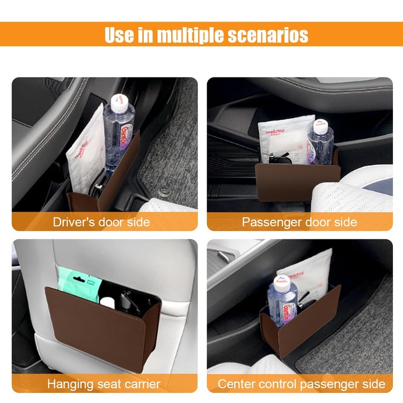 GLSOWEE Car Trash Can, Auto Leather Trash Bin Garbage Organizer