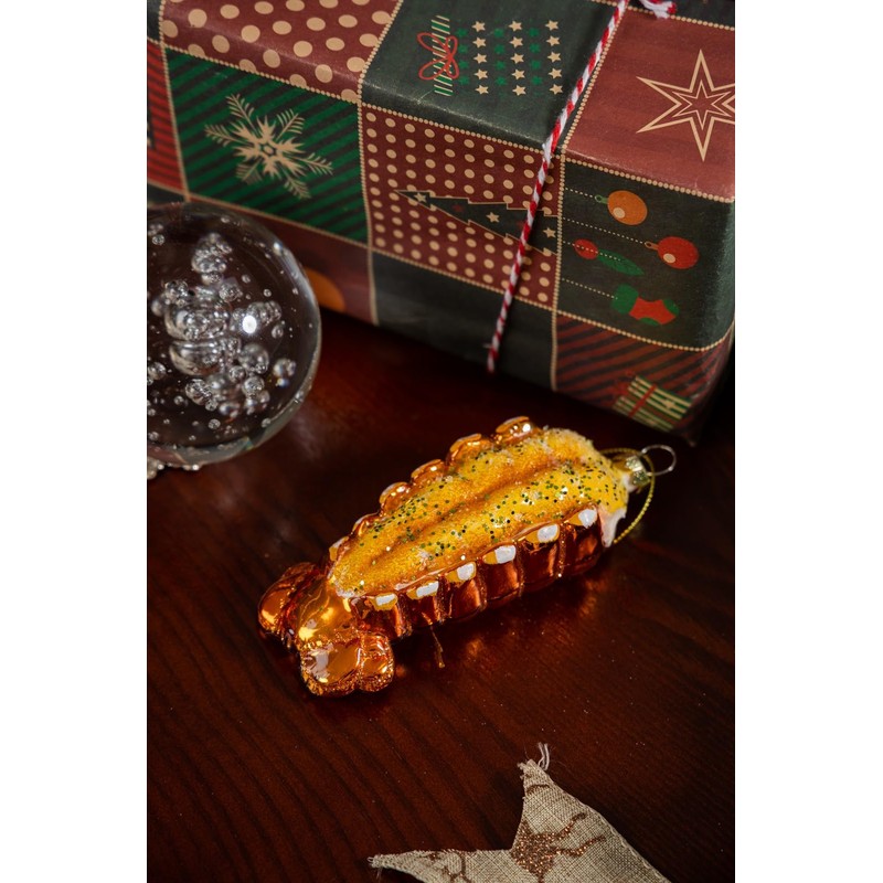 2pcs Blown Glass Lobster Tail Ornaments for Christmas Tree