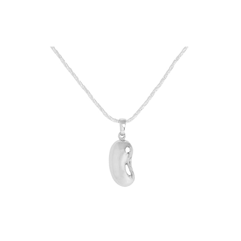 jewellerybox Sterling Silver Kidney Bean Necklace 18 Inches Chain