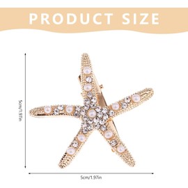 QHFlashbuy Starfish Hair Clips, Pack of 3 Girls Flower Girl Accessories, Wedding, Non-Slip Hair Clip, Diamond Hair Clip, Hair Pin for Women and Girls