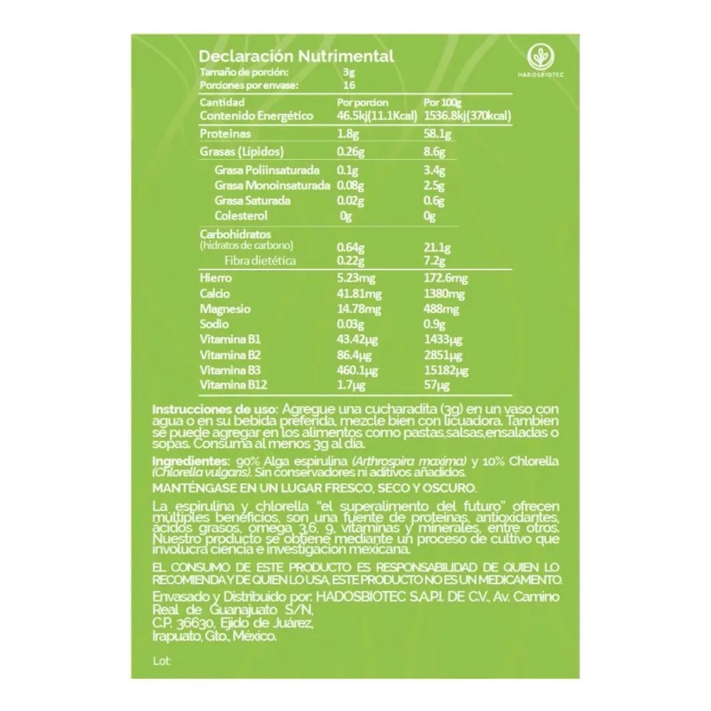 Alga Espirulina+chlorella En Polvo 100 G 3 Pack
