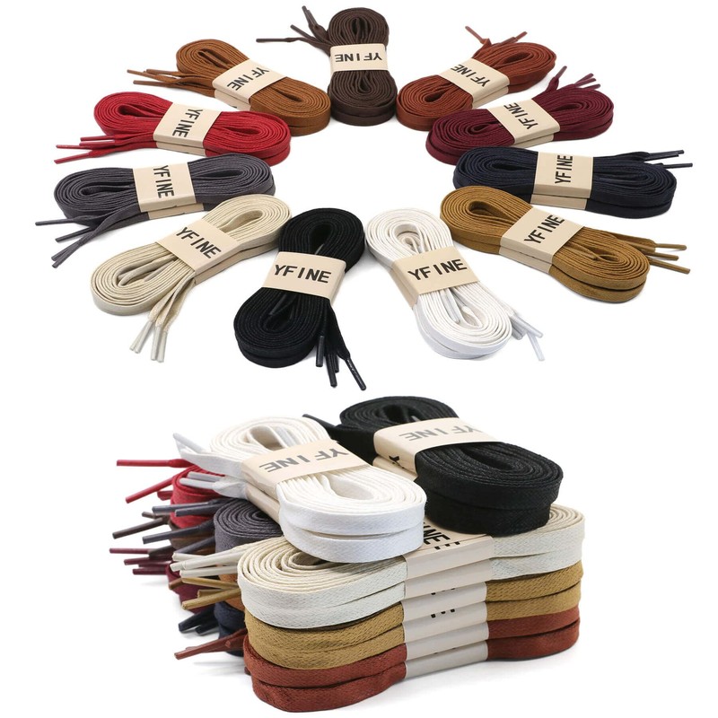 YFINE Flat Waxed Shoe Laces: Sneakers Shoelaces for Men&Women Boot