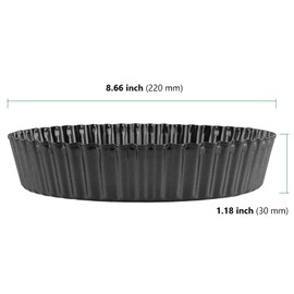 HAKZEON 3 Pack 8.5 Inch 22cm Non-Stick Quiche Tart Pan with Loose Bottom, Removable Quiche Dish Fluted Flan Tin for Baking Quiches, Pies, Flans, Cheese