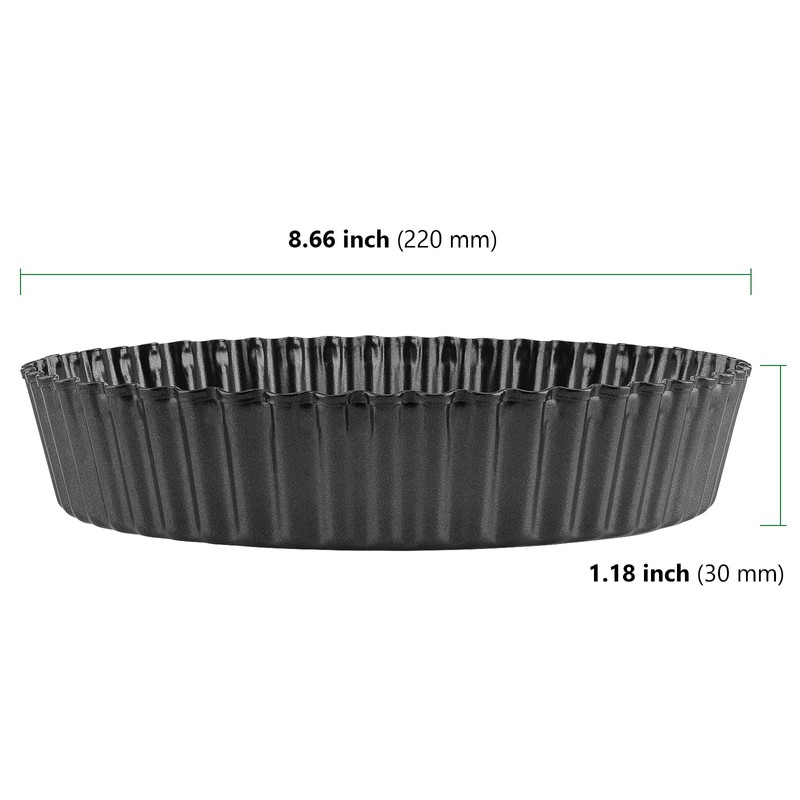 HAKZEON 3 Pack 8.5 Inch 22cm Non-Stick Quiche Tart Pan