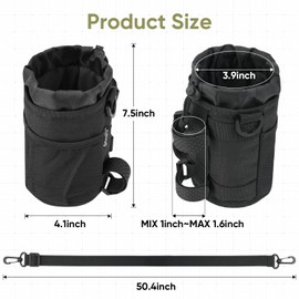 GEARV Bike Cup Holder with Shoulder Strap, Water Bottle Holder for Hiking, Scooter, UTV/ATV, Golf Cart, Universal Drink Holder Accessories (Black)