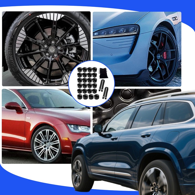 24 Pcs 17mm Wheel Nut Covers (20 Standard & 4