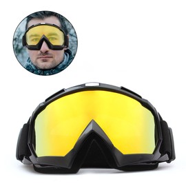 PORUPAEL Unisex Snow Goggles, Unisex Ski Goggles, Skiing Snowboard Goggles, Windproof UV Protection, with Foam Padding, Cycling Motorcycle Snowmobile Ski Goggles, Outdoor Sports Ski Glasses (Black)