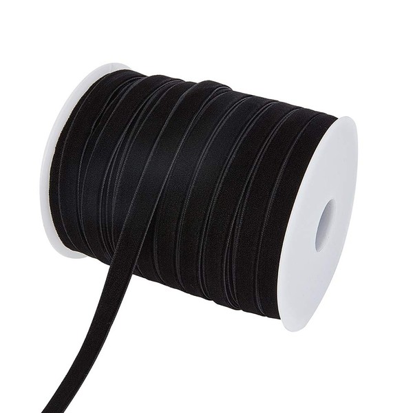 BENECREAT Black Velvet Ribbon, 17.7 ft (45 m), Width 0.37 inch (9.5 mm), Single Face Velvet Ribbon, Wrapping Ribbon, For Crafts, Gift Packaging Packaging, Sewing Material