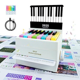 2025 Piano Calendar, Desk Calendar, Rechargeable Mini Piano with 52 Sheet Music in 27 Cards, Creative Gifts, Birthday Gifts for Women, Wedding Gifts, Women's Gifts, Girlfriend Gifts, Christmas Gifts, Desktop Unwrapping Ornament Peripheral Folding Piano -