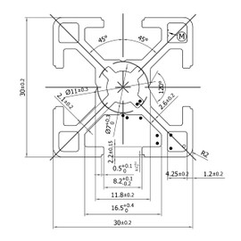 Gal Industrial Aluminium Profile, 30 x 30 mm, 10 cm Construction Profile, Aluminium Mounting Profile, Type R, Groove 8, Aluminium Profile Compatible with AlClipTec for Bosch Item Cut