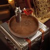 HofferRuffer Faux Leather Round Serving Tray, Vegan Croco Leather Decorative