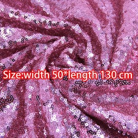 50CM Sequin Mesh Fabric Pink Upholstery Fabric with Sequins 1.3 Meter Sparkly Shiny Bling Glitter Material Cloth for Glitter Clothing DIY Decoration