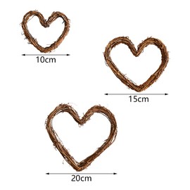 Pamtns Front Door Decoration Pack of 3 Rattan Wreath Heart Willow Wreath Rustic Rattan Heart-Shaped Straw Wreaths Small Natural Decorative Door Wreath Wooden Wreath Wreaths Blanks Heart Shaped Rattan