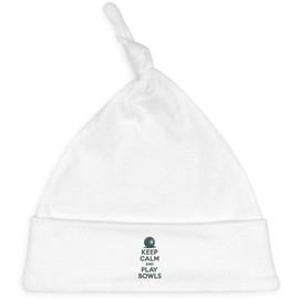 'Keep Calm and Play Bowls' Baby Beanie Hat (BH00035041) White
