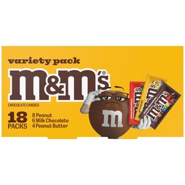 M&M'S Milk Chocolate Candy, Variety Pack, Full Size, Pack of 18 Bulk Candy Chocolate