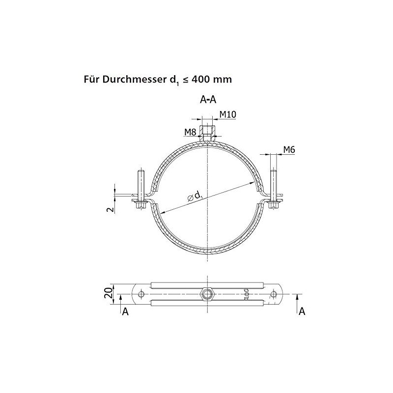 MKK - 18481-013 Pipe Clamps with Rubber Seal M8/10 Thread