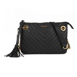 AFKOMST Women's Crossbody Bags Quilted Crossbody Shoulder Bags Multi Pocket Satchel Handbags Tasssel Messenger Purses Ladies Bag