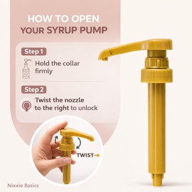 Nixxie Basics Coffee Syrup Pumps 750ml / 25.4oz Fits (Torani, DaVinci, Starbucks, Jordans Skinny, Top Creamery, Allgero Syrups) Syrup Pump Dispensers (Gold - Pack of 4)