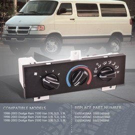 Predep A/C Heater Climate Control Module Fit for 1998-2003 Dodge Ram 1500 2500 3500 Van, HVAC Control Switch Panel Replace 55055459AA, 55055459AB, 55055459AC, 55055459AD, 55055459AE, 55055459AF