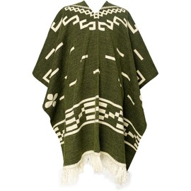 Handmade Alpaca Wool Poncho for Men, Western Andean Design, Thick, Soft and Warm, Artisan Made in Ecuador, Inspired by Clint Eastwood