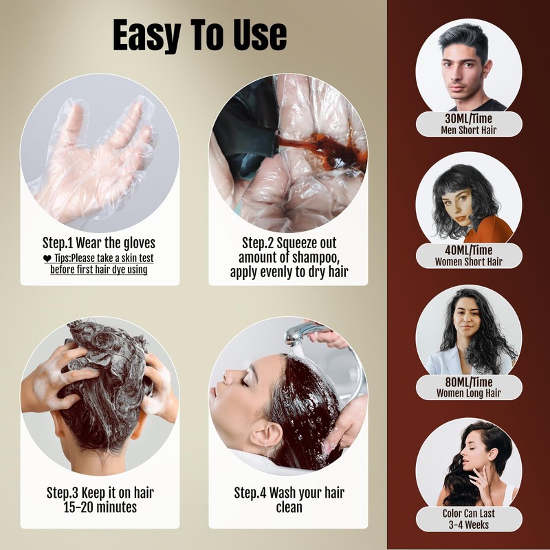 BOJICA MEIDU Dark Brown Hair Color Shampoo for Gray Coverage,