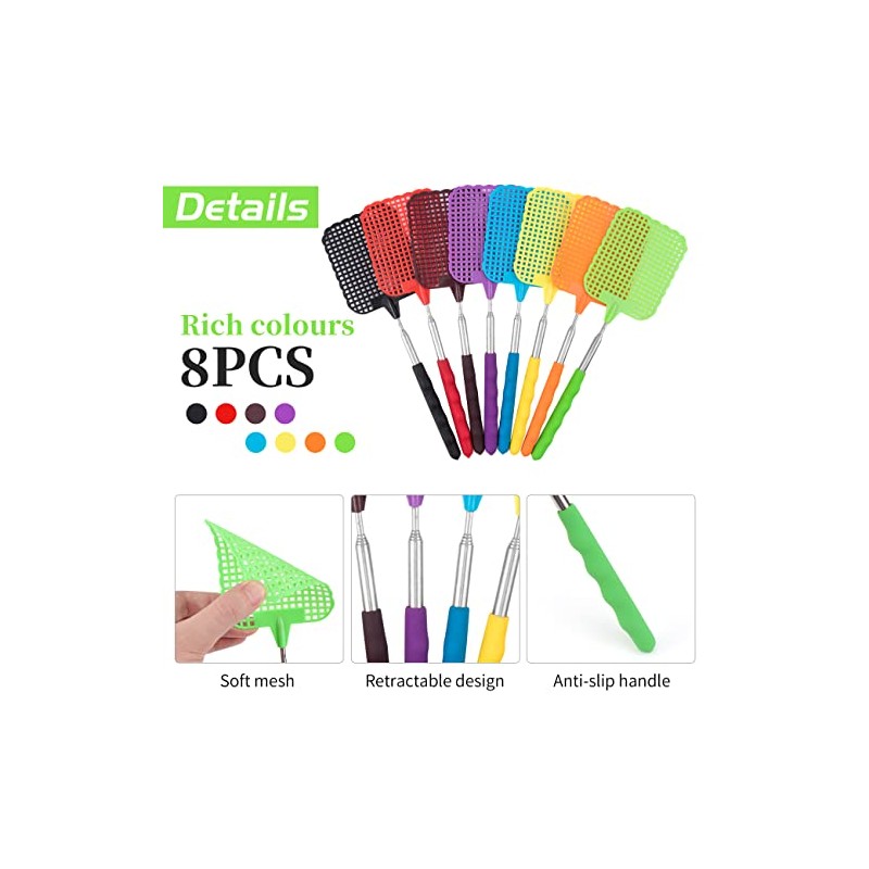 Pack de 8 Matamoscas Extensibles | Telescópico y Reutilizable |