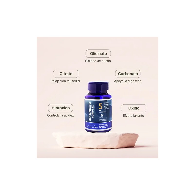 Magnesio Complex 5 + Omega 3 | 60 Capsulas Vcaps