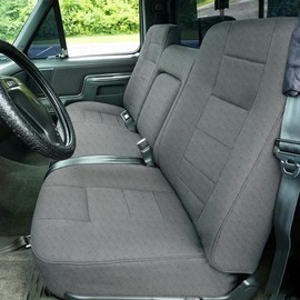 EDIETH Heavy-Duty Waterproof Bench Seat Covers for Ford F150 1987-1991 Breathable Mesh Front Truck Molded Headrests, Stain-Resistant & Wear-Resistant Easy-Clean Machine Washable Gray