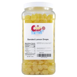 Sarah's Candy Factory Sanded Lemon Drops Old Fashioned Hard Candy (Gluten Free) in Jar, 6 Lbs