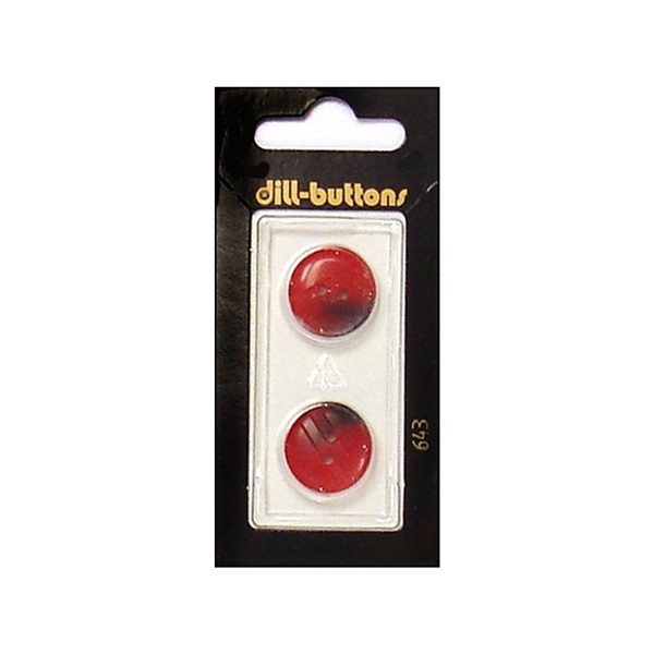 Dill Buttons 18mm 2pc 2 Hole Red