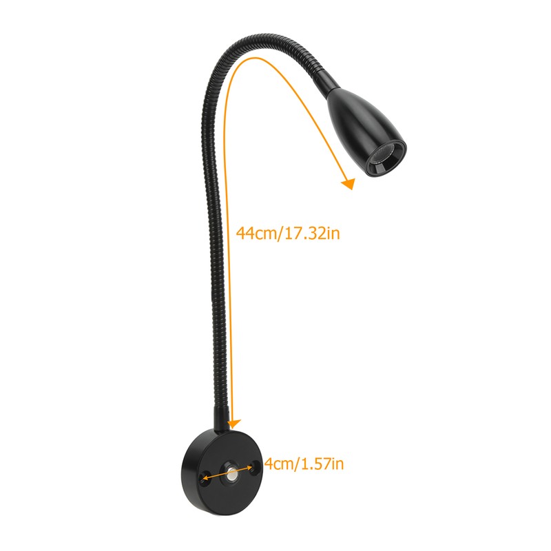 LED Reading Light 3W Wall Mount Reading Lamp Flexible Gooseneck