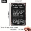 Bocce Ball Rules Funny Tin Sign Metal Signs Scoring Rules