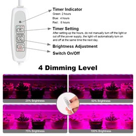 Mosthink LED Grow Light for Indoor Plants, 20W Plant Grow Light Strips with Auto On / Off Timer , 48 LEDs /4 Dimmable Levels, Light Bars for Gardening Seedlings Greenhouse