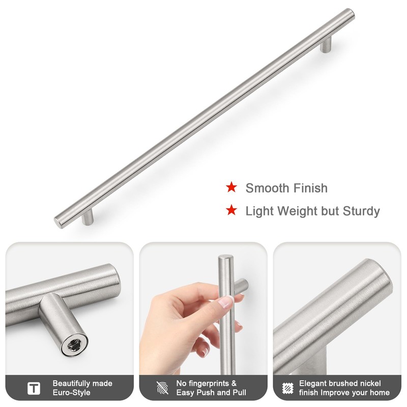 Probrico (5 Pack Brushed Nickel Kitchen Cabinet Handles,Hole Center (12-4/5