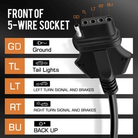 7 Way Round to 5 Way Flat Coiled Trailer Wire Plug Connector Adapter, 7 Pin to 5 Pin Blade Extension Trailer Coiled Wiring Adapter for Truck, Campers and Boat Trailers, RV Towing, Full Length 55.5"