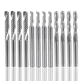 Gasea 12pcs 1/8" Shank Tungsten Carbide End Mill Cutter Bits CNC Rotary Milling Engraving Router Bits Set for Wood Acrylic Cutting