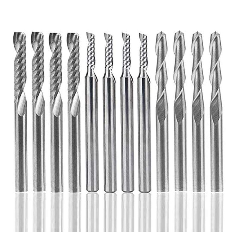 Gasea 12pcs 1/8" Shank Tungsten Carbide End Mill Cutter Bits