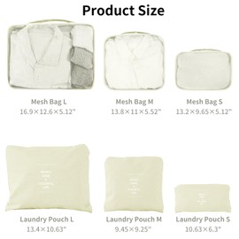 jealkip Travel Packing Cubes Lightweight,6 Set Luggage Organizers for Suitcase,Travel Accessories Bags for Clothes Shoes Electronics Cosmetics Toiletries Off White