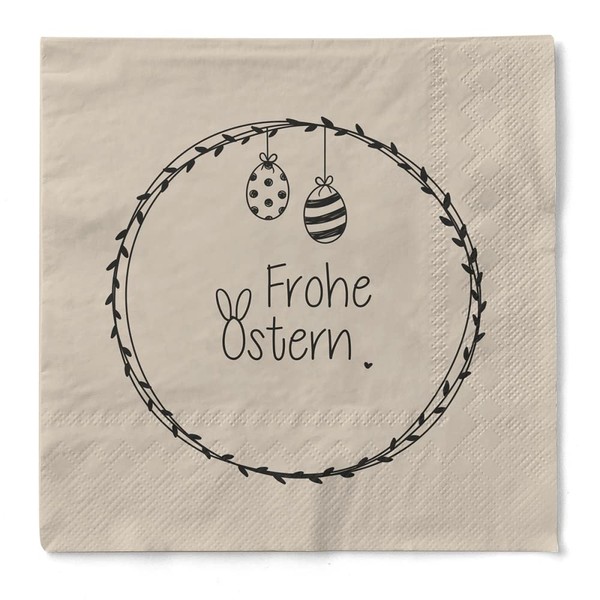 Napkin "Frohe Oster(Ei) - Happy Easter" Made of Tissue 33 x 33 cm Pack of 20