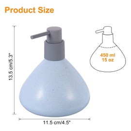 sourcing map Foaming Soap Dispenser 450ml/15oz Blue Ceramic Foaming Soap Pump for Bathroom
