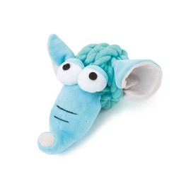 Dog Toy Knotted Rope Animal Ball Head Elephant Frog Mouse Monkey or Set of All 4 (Blue Elephant)