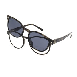 ColorViper Clear Bifocal Reader + Polarized Magnetic Clip on = Polarized Sunglasses (B1 Shiny Grey Tortoise/Clear Bifocus + Polarized Clip On, 3.00)