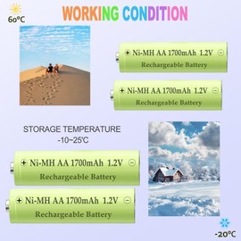 Teneyuuo 8 Counts NI-MH AA Size 1.2V 1700mAh Battery, Pre-Charged Solar Rechargeable Batteries for TV Remote,Electric Toys