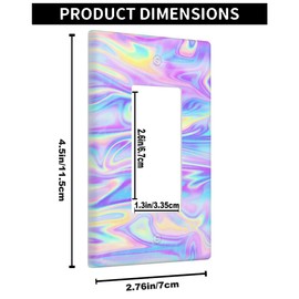 Pznen Iridescent Decorative Single Rocker Wall Plate Iridescent Backgrounds Trendy 1-Gang Rocker Light Switch Plates Standard Receptacle Plug Cover for GFCI Outlet