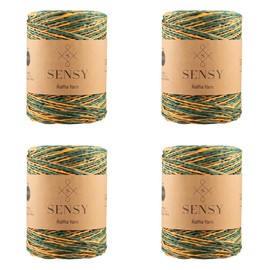 4 Skeins of Sensy Premium 185 Yards 100% Paper Multi-Color Raffia Yarn (411)