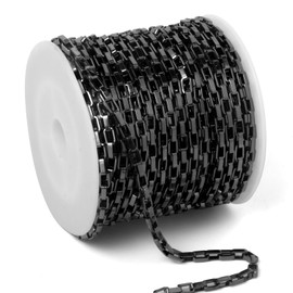33 Feet Gunmetal Box Chains Bulk, 3mm 304 Stainless Steel Link Chain Black Square Rolo Box Chains Roll Spool for Jewelry Making DIY Craft