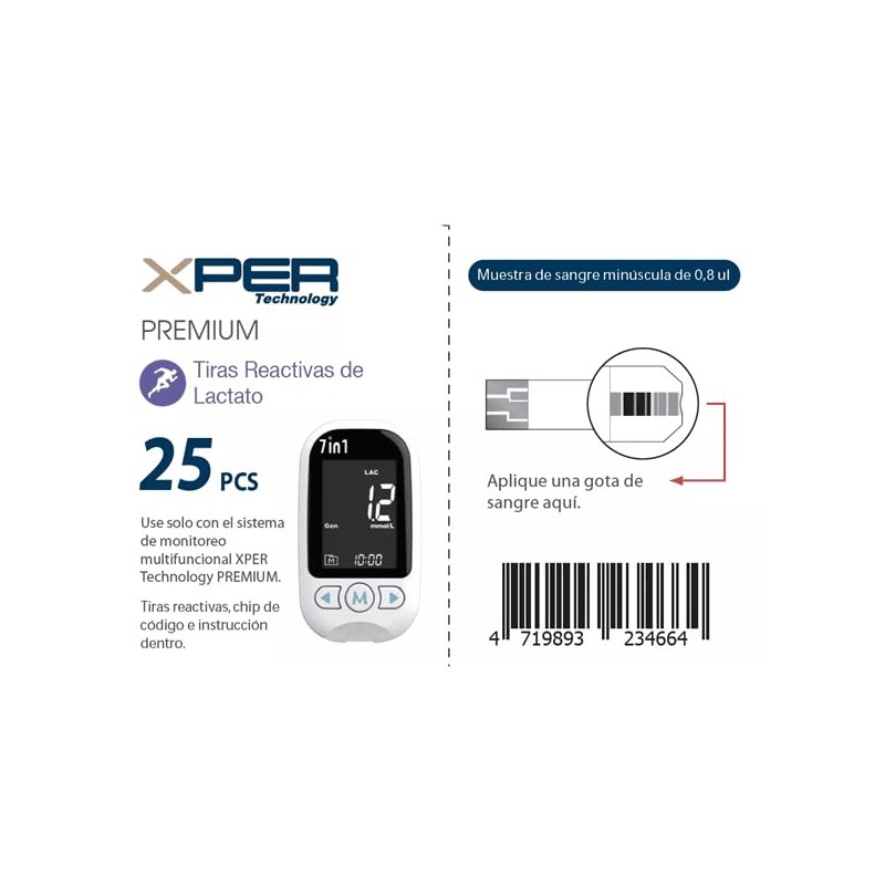 Xper Tiras Reactivas PRIMUM de Lactato en Sangre para equipo